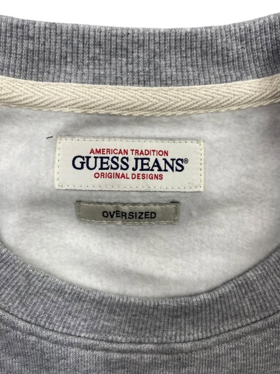 GUESS JEANS Φούτερ Oversized Vintage Λογότυπο Γκρι / Λευκό Ανδρικό XL