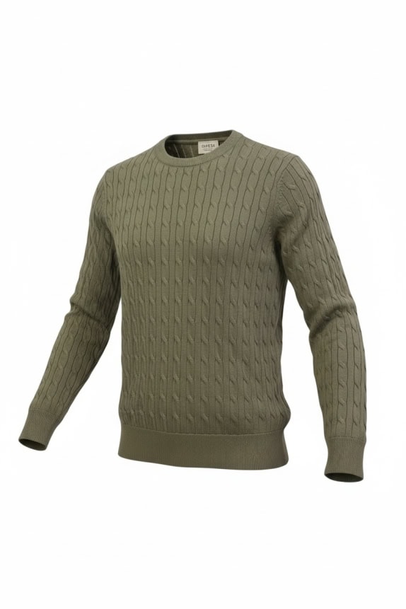 GUESS maglia in maglia a trecce stile vintage verde oliva unisex L