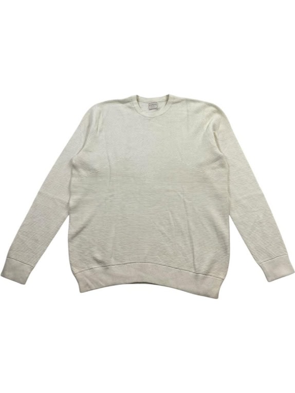 Guess Πλεκτή Μπλούζα Vintage Ριγέ Ανάγλυφη Off-White Ανδρική L
