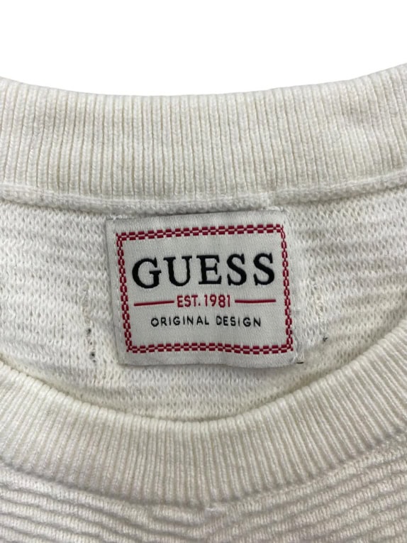 Guess Πλεκτή Μπλούζα Vintage Ριγέ Ανάγλυφη Off-White Ανδρική L