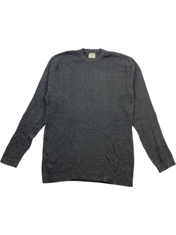 GUESS maglia in maglia waffle stile vintage grigia da uomo L