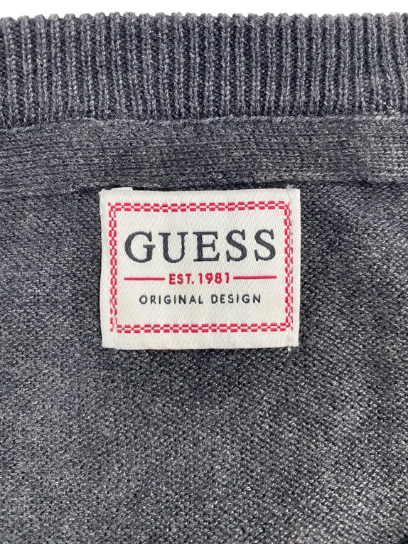 Guess Πλεκτό Casual Μονόχρωμο Σκούρο Γκρι Ανδρικό 3XL