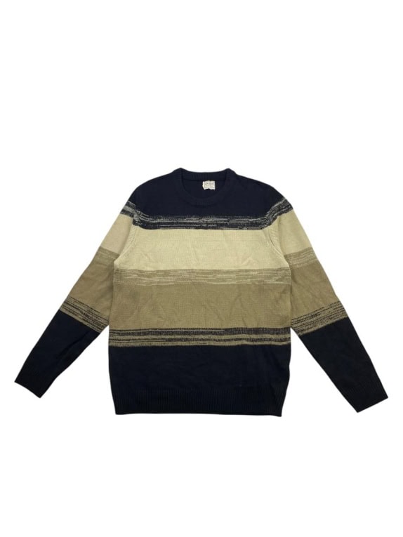 GUESS ΠΛΕΚΤΟ ΜΠΛΟΥΖΑ VINTAGE DESIGN ΡΙΓΕ ΜΠΛΕ/ΚΑΦΕ ΑΝΔΡΙΚΟ L