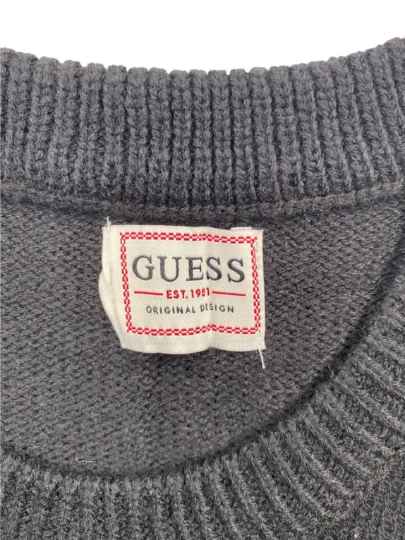 GUESS ΠΛΕΚΤΟ ΜΠΛΟΥΖΑ VINTAGE DESIGN ΡΙΓΕ ΜΠΛΕ/ΚΑΦΕ ΑΝΔΡΙΚΟ L