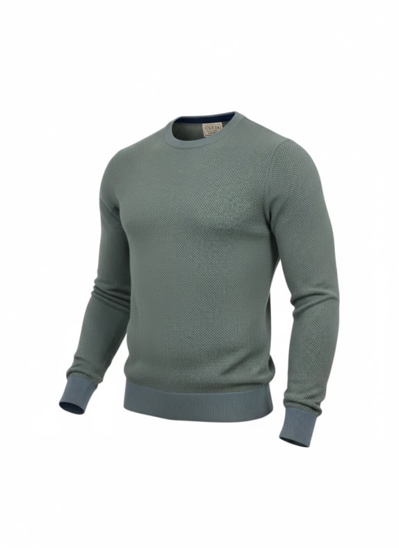 Guess Πλεκτό Πουλόβερ Casual Minimal Λογότυπο Γκρι-Μπλε Ανδρικό L
