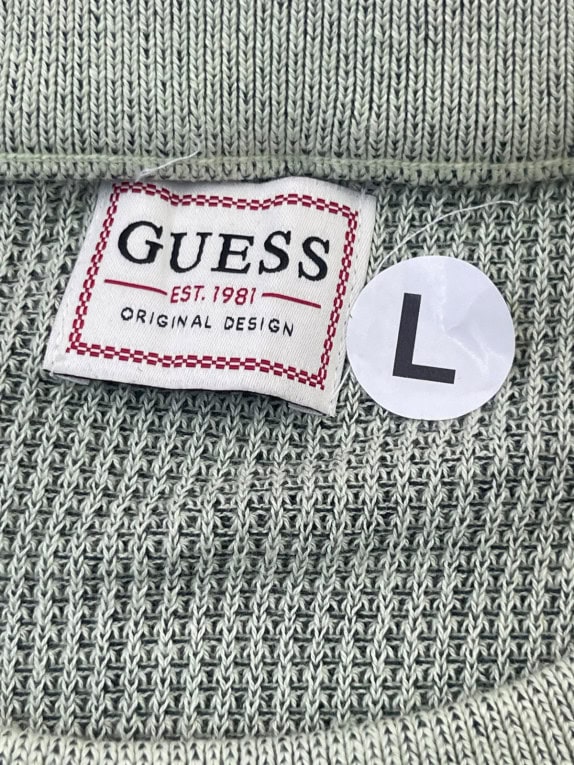 GUESS ΠΛΕΚΤΟ ΠΟΥΛΟΒΕΡ MINIMAL ΑΠΑΛΟ ΠΡΑΣΙΝΟ ΑΝΤΡΙΚΟ PRE OWNED L