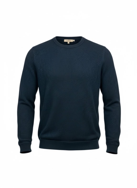 GUESS Maglione lavorato a maglia waffle blu da uomo L