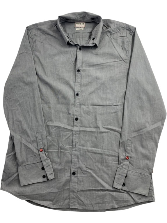 GUESS Πουκάμισο Slim Fit Με Λογότυπο Γκρι Ανδρικό XL