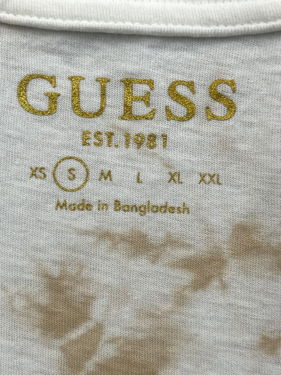 GUESS T SHIRT TIE DYE OFF WHITE WOMEN PRE OWNED S