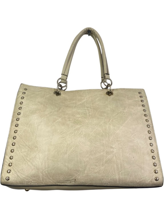 Women’s Beige Oversized Shoulder Bag with Stud Details