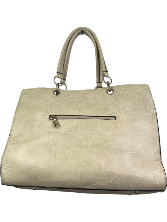 Women’s Beige Oversized Shoulder Bag with Stud Details
