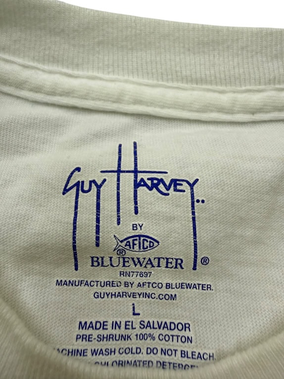 Guy Harvey T-Shirt Vintage Pocket Logo White Men’s L