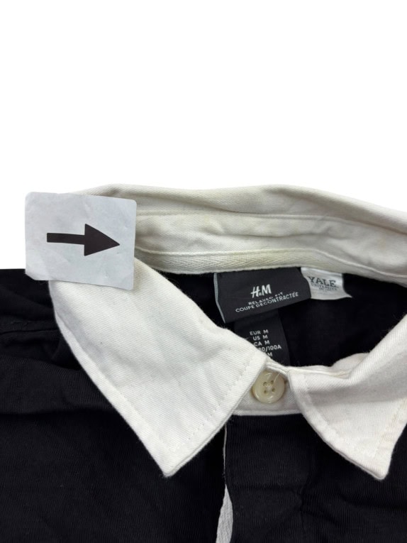 H M POLO ΜΠΛΟΥΖΑ COLLEGIATE ΜΑΥΡΟ OFF WHITE ΑΝΤΡΙΚΟ PRE OWNED M