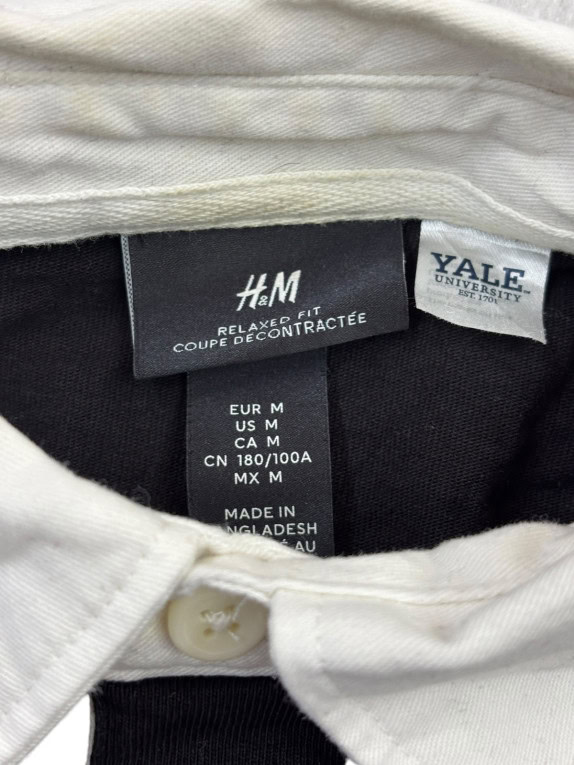 H M POLO ΜΠΛΟΥΖΑ COLLEGIATE ΜΑΥΡΟ OFF WHITE ΑΝΤΡΙΚΟ PRE OWNED M
