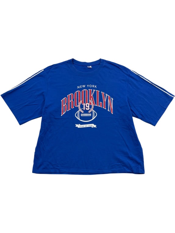 H&M T-SHIRT BROOKLYN 19 NEW YORK OVERSIZED ΜΠΛΕ UNISEX L