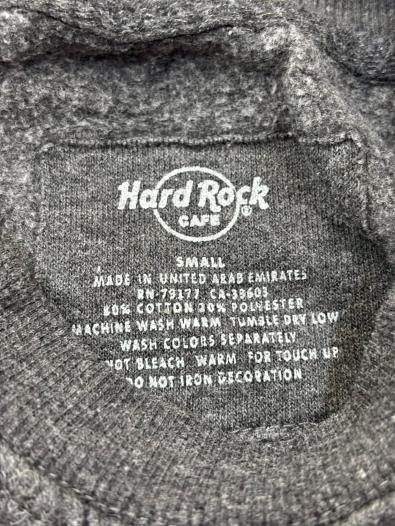 HARD ROCK CAFE CREWNECK GRAPHIC CHARCOAL UNISEX PRE OWNED S