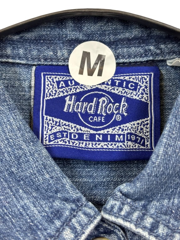 HARD ROCK CAFE DENIM SHIRT VINTAGE BLUE WOMENS PRE OWNED M