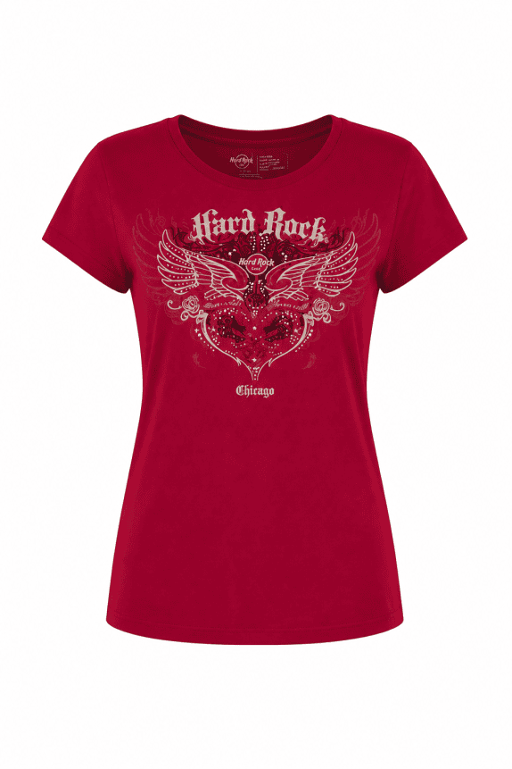 HARD ROCK CAFE WOMENS GRAPHIC T SHIRT RED PRE OWNED XXL
