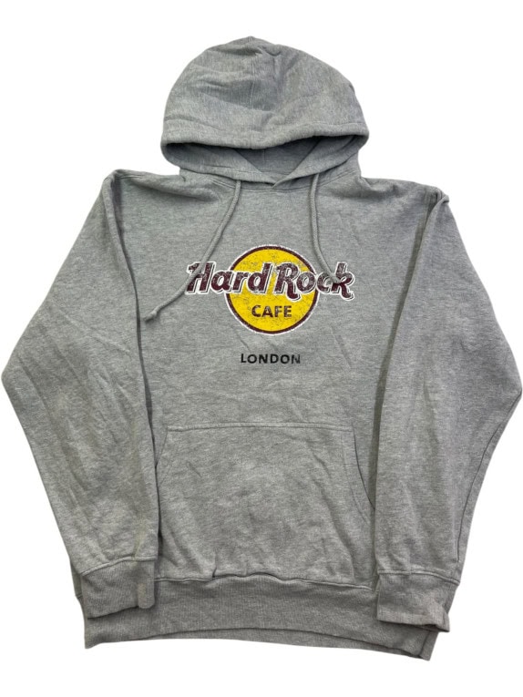 HARD ROCK CAFE FELPA CON CAPPUCCIO GRAFICA GRIGIA UNISEX PRE OWNED