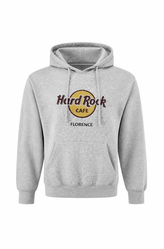 HARD ROCK CAFE HOODIE GRAPHIC GREY MEN PRE OWNED S