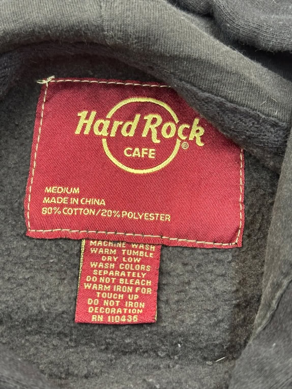 HARD ROCK CAFE HOODIE GRAPHIC BLACK UNISEX PRE OWNED M