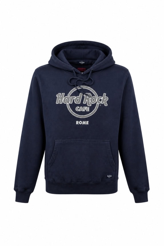 HARD ROCK CAFE HOODIE GRAPHIC NAVY UNISEX PRE OWNED S