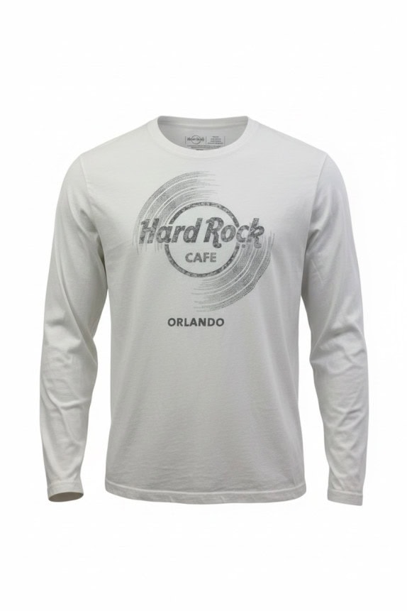 HARD ROCK CAFE MAGLIA A MANICHE LUNGHE GRAPHIC OFF WHITE UNISEX PRE OWNED M