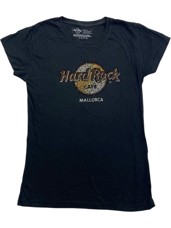 HARD ROCK CAFE MALLORCA T-SHIRT RHINESTONE LOGO ΜΑΥΡΟ ΓΥΝΑΙΚΕΙΟ M