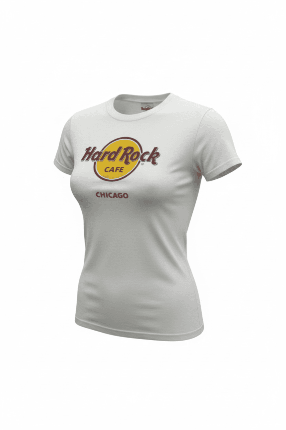 HARD ROCK CAFE T-SHIRT VINTAGE CHICAGO LOGO WHITE WOMEN'S M