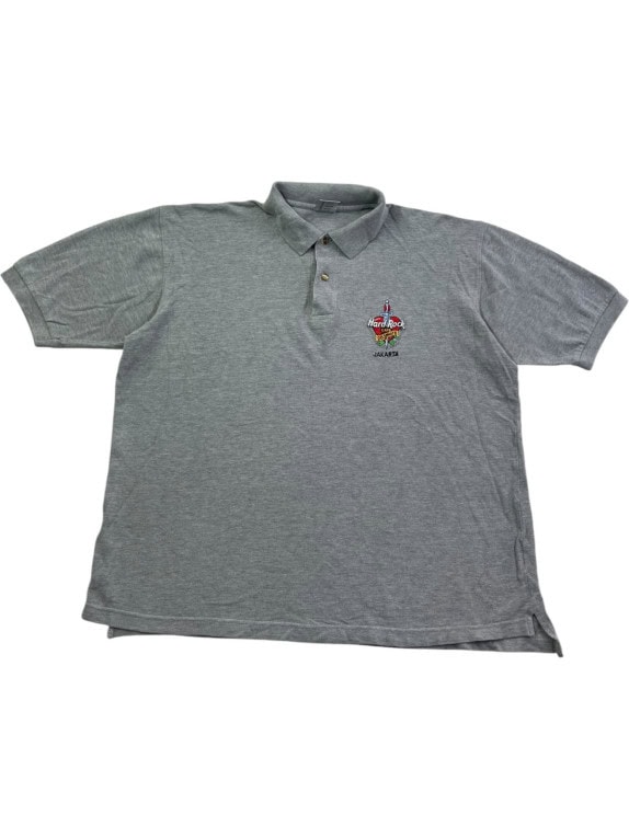HARD ROCK CAFE POLO SHIRT CLASSIC EMBROIDERED GREY MENS PRE OWNED XL