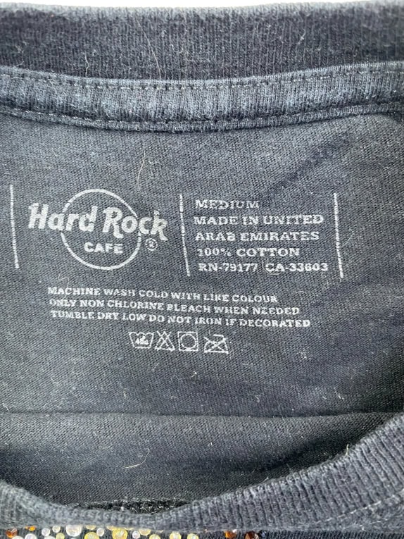 HARD ROCK CAFE T-SHIRT BERLIN RHINESTONE LOGO BLACK WOMEN'S MEDIUM