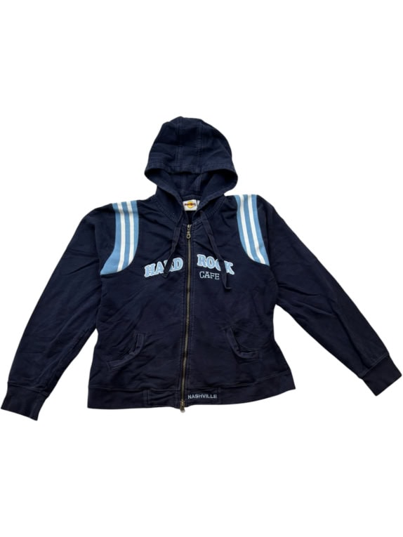 HARD ROCK CAFE ZIP HOODIE ATHLETIC NAVY ΓΥΝΑΙΚΕΙΟ PRE OWNED S