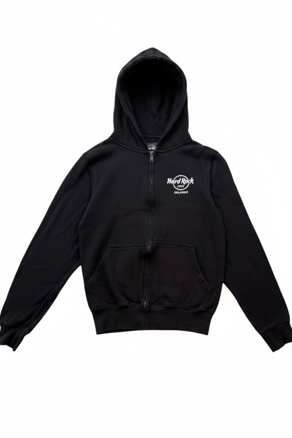 HARD ROCK CAFE ZIP HOODIE MINIMAL ΜΑΥΡΟ UNISEX PRE OWNED S