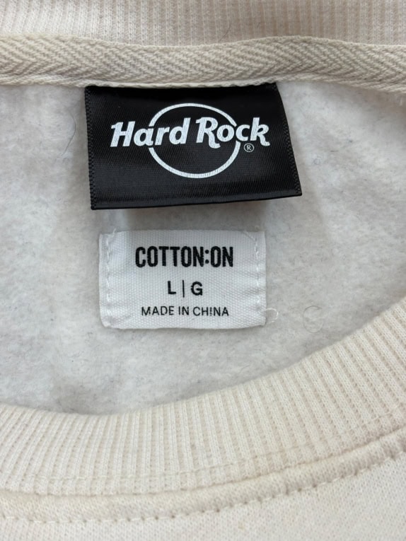HARD ROCK CREWNECK MINIMAL CREAM UNISEX PRE OWNED L
