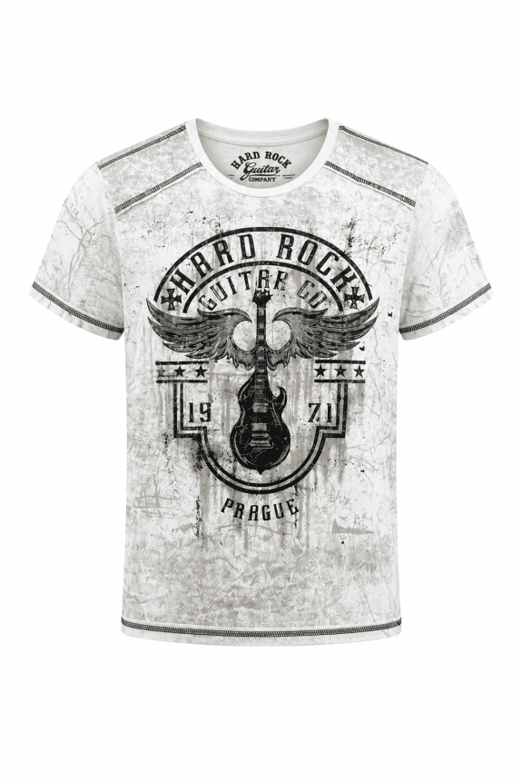 HARD ROCK GUITAR TEE GRAPHIC WHITE MEN PRE OWNED M