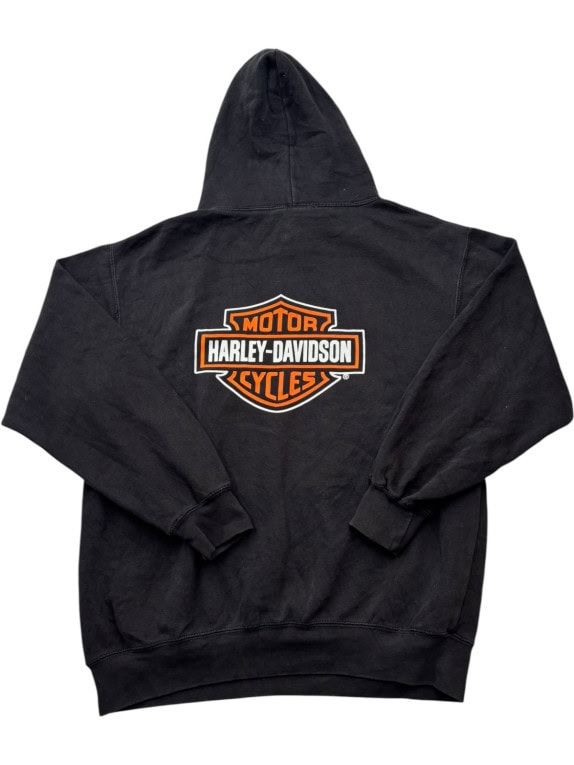 HARLEY DAVIDSON HOODIE VINTAGE GRAPHIC NERO SBIADITO UOMO PRE OWNED