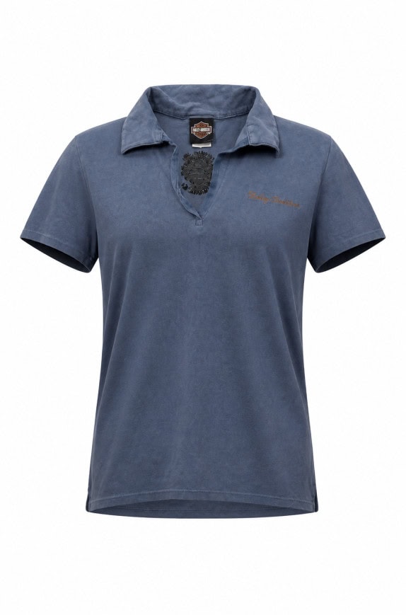 HARLEY DAVIDSON POLO SHIRT VINTAGE BLU DONNA PRE OWNED S