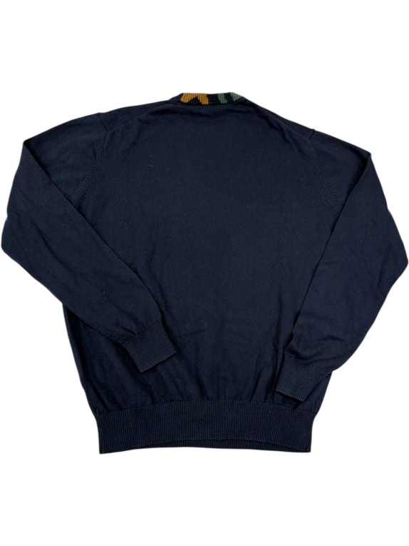 HARMONT & BLAINE ΠΟΥΛΟΒΕΡ CREWNECK - NAVY BLUE ΜΕ ΠΟΛΥΧΡΩΜΗ ΛΑΙΜΟΚΟΨΗ - M
