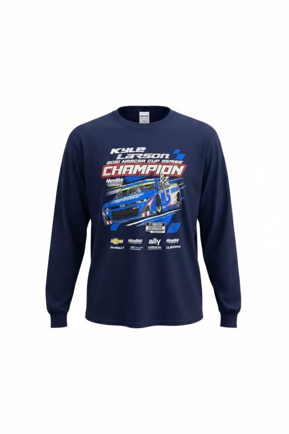 HENDRICK MOTORSPORTS LONG SLEEVE T-SHIRT KYLE LARSON 2021 CHAMPION BLUE XL