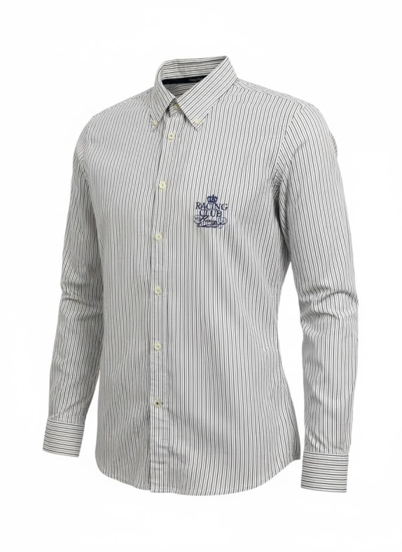 HENRY COTTON\'S Camicia a righe Racing Club bianco-blu da uomo XL-XXL