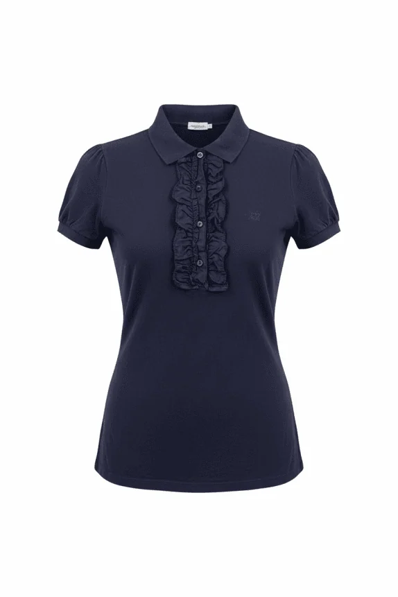 Henry Cotton’s Polo Μπλούζα Ruffle Navy Γυναικεία M