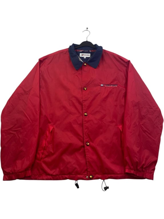 HILFIGER ATHLETICS GIACCA ANTIVENTO VINTAGE SPORTSWEAR ROSSA UOMO PRE OWNED XL