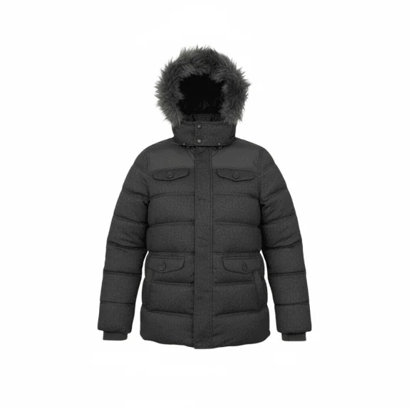 HILFIGER DENIM ΑΝΔΡΙΚΟ ΜΠΟΥΦΑΝ PUFFER ΜΕ ΚΟΥΚΟΥΛΑ ΚΑΙ ΓΟΥΝΑ ΓΚΡΙ - M