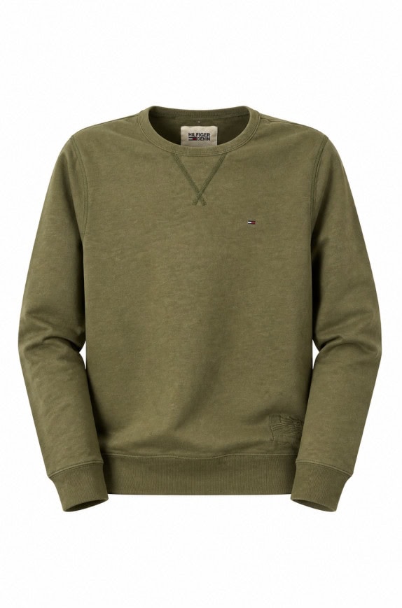 HILFIGER DENIM SWEATSHIRT KHAKI MENS PRE OWNED L