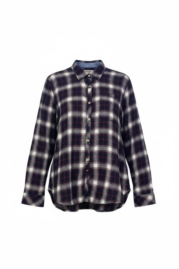 HILFIGER DENIM PLAID SHIRT CLASSIC NAVY WOMENS PRE OWNED L