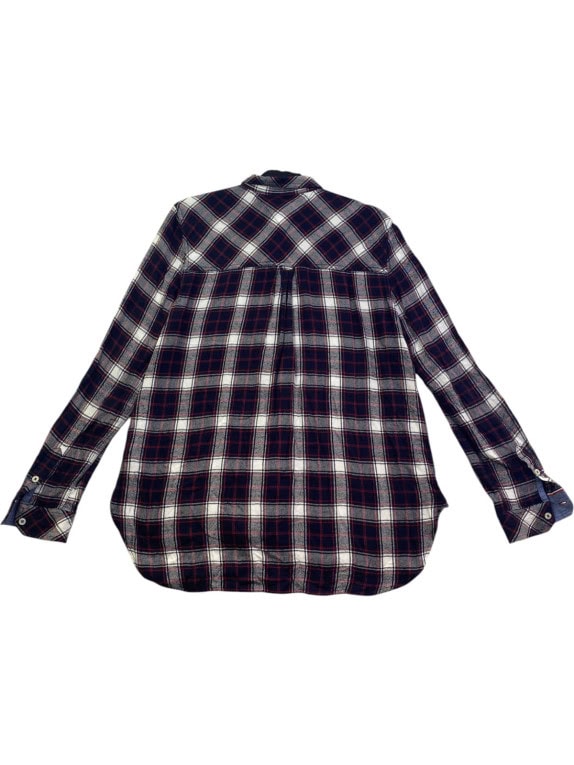 HILFIGER DENIM ΚΑΡΟ ΠΟΥΚΑΜΙΣΟ ΚΛΑΣΙΚΟ NAVY ΓΥΝΑΙΚΕΙΟ PRE OWNED L