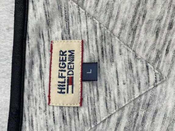 Y2K HILFIGER DENIM POCKET T SHIRT MINIMAL GREY WOMEN PRE OWNED L