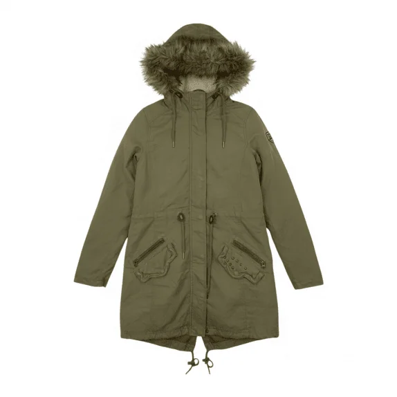 HILFIGER DENIM OLIVE PARKA ΜΕ ΚΟΥΚΟΥΛΑ ΚΑΙ ΓΟΥΝΑ - S