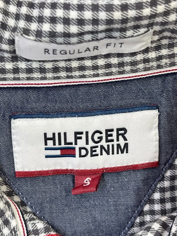 HILFIGER DENIM ΠΟΥΚΑΜΙΣΟ ΚΑΡΟ REGULAR FIT ΓΚΡΙ ΑΝΤΡΙΚΟ PRE OWNED S