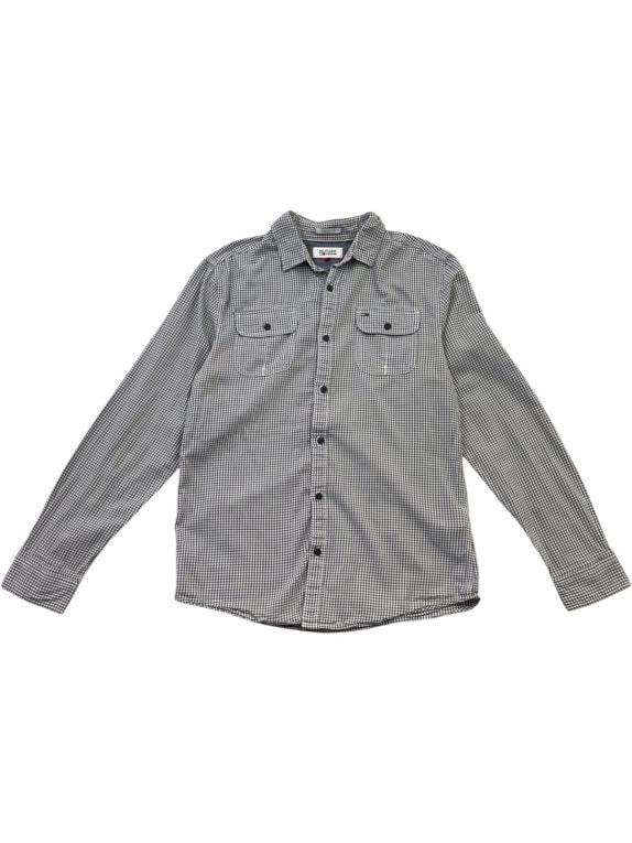 HILFIGER DENIM ΠΟΥΚΑΜΙΣΟ ΚΑΡΟ REGULAR FIT ΓΚΡΙ ΑΝΤΡΙΚΟ PRE OWNED S